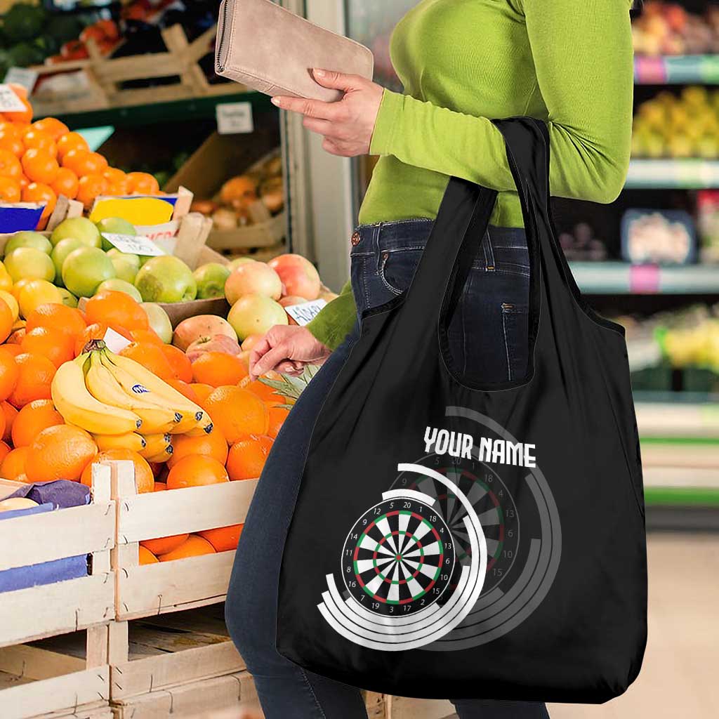 Personalized Black and White Dartboard Grocery Bag Bullseye Target Design for Dart Players - Wonder Print Shop