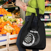 Personalized Black and White Dartboard Grocery Bag Bullseye Target Design for Dart Players - Wonder Print Shop