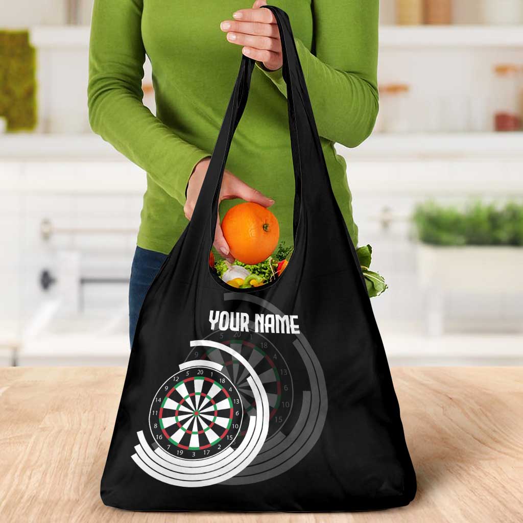 Personalized Black and White Dartboard Grocery Bag Bullseye Target Design for Dart Players - Wonder Print Shop