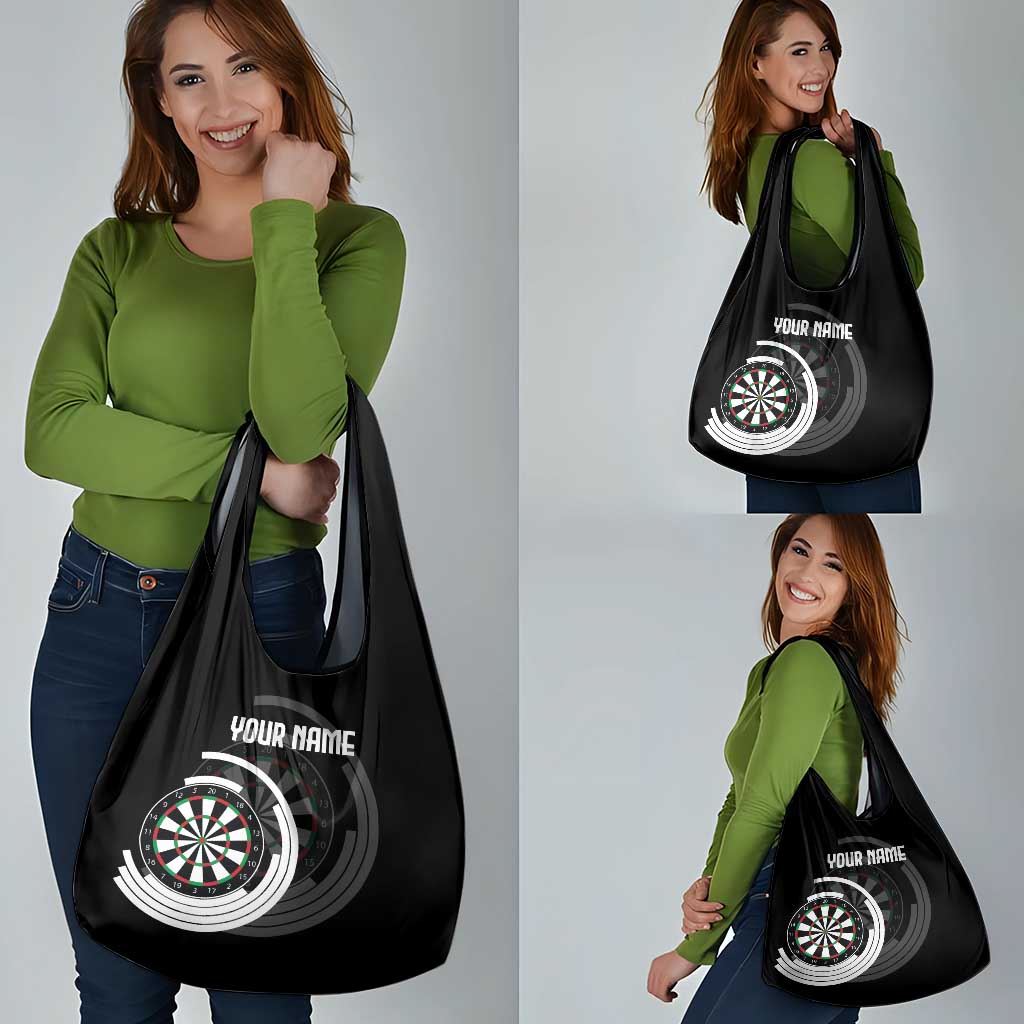Personalized Black and White Dartboard Grocery Bag Bullseye Target Design for Dart Players - Wonder Print Shop