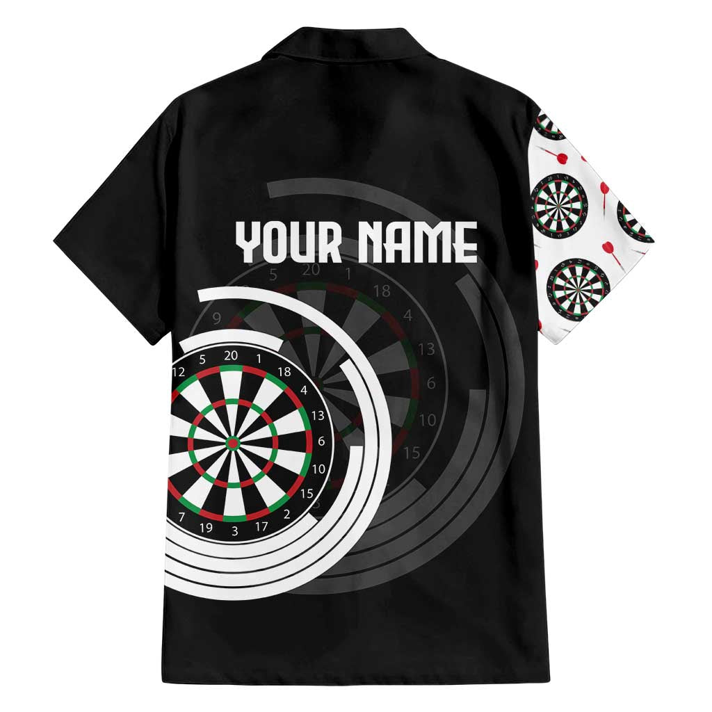 Personalized Black and White Dartboard Hawaiian Shirt Bullseye Target Design for Dart Players - Wonder Print Shop
