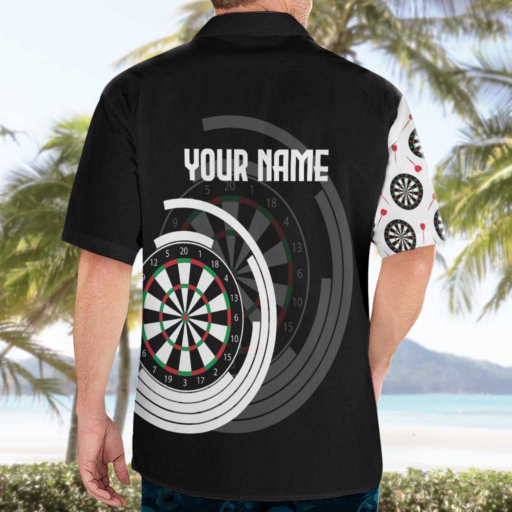 Personalized Black and White Dartboard Hawaiian Shirt Bullseye Target Design for Dart Players - Wonder Print Shop