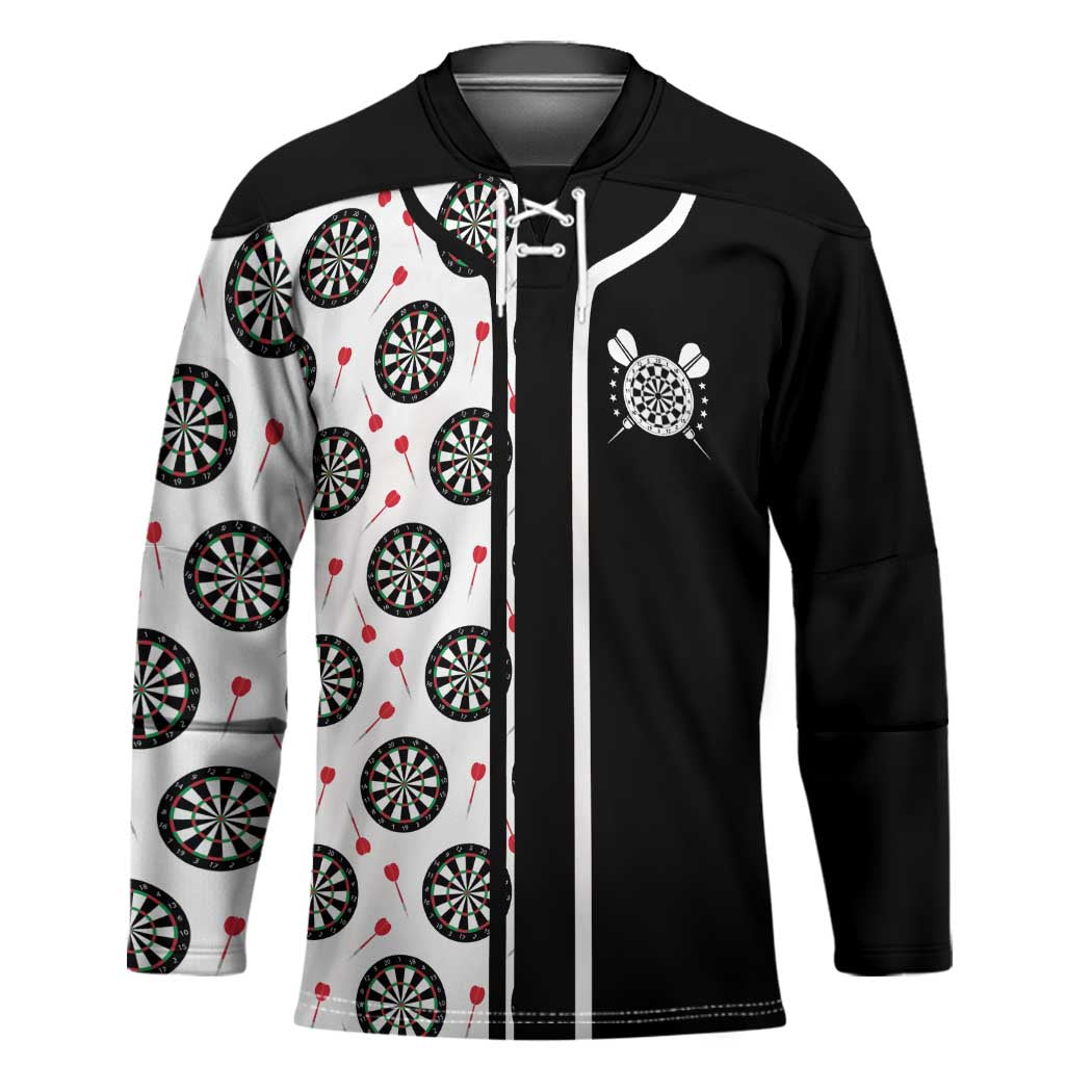 Personalized Black and White Dartboard Hockey Jersey Bullseye Target Design for Dart Players - Wonder Print Shop