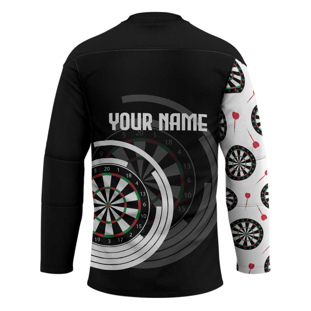 Personalized Black and White Dartboard Hockey Jersey Bullseye Target Design for Dart Players - Wonder Print Shop