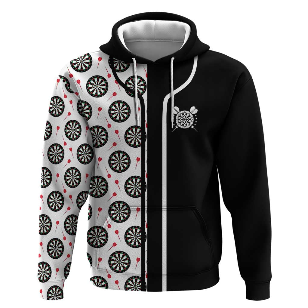 Personalized Black and White Dartboard Hoodie Bullseye Target Design for Dart Players - Wonder Print Shop