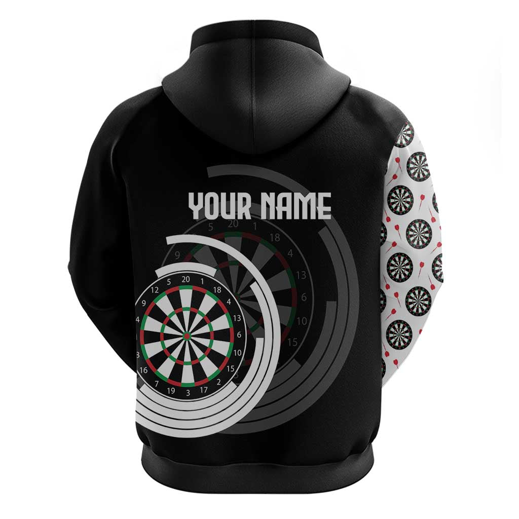 Personalized Black and White Dartboard Hoodie Bullseye Target Design for Dart Players - Wonder Print Shop