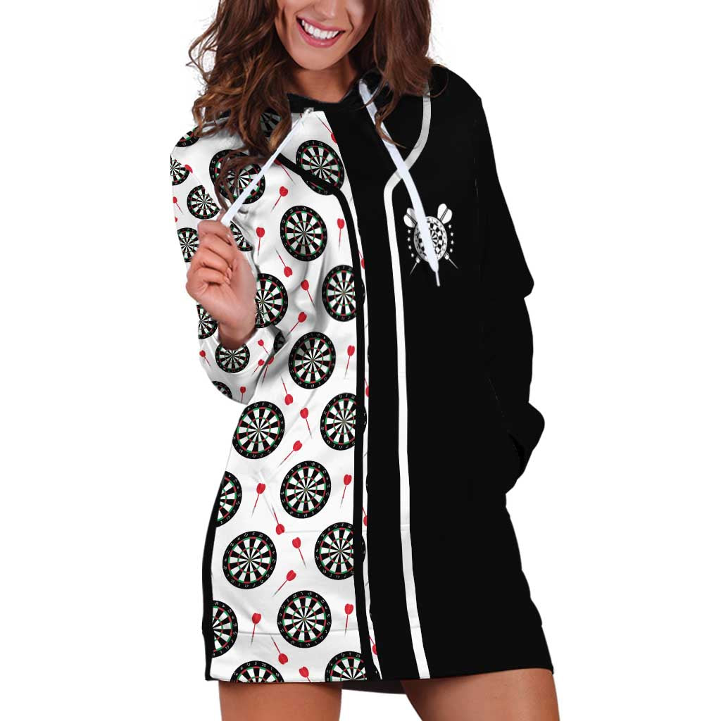 Personalized Black and White Dartboard Hoodie Dress Bullseye Target Design for Dart Players - Wonder Print Shop