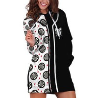 Personalized Black and White Dartboard Hoodie Dress Bullseye Target Design for Dart Players - Wonder Print Shop