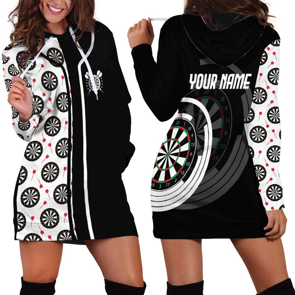 Personalized Black and White Dartboard Hoodie Dress Bullseye Target Design for Dart Players - Wonder Print Shop