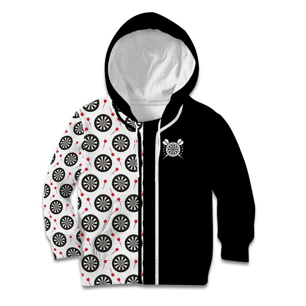 Personalized Black and White Dartboard Kid Hoodie Bullseye Target Design for Dart Players - Wonder Print Shop