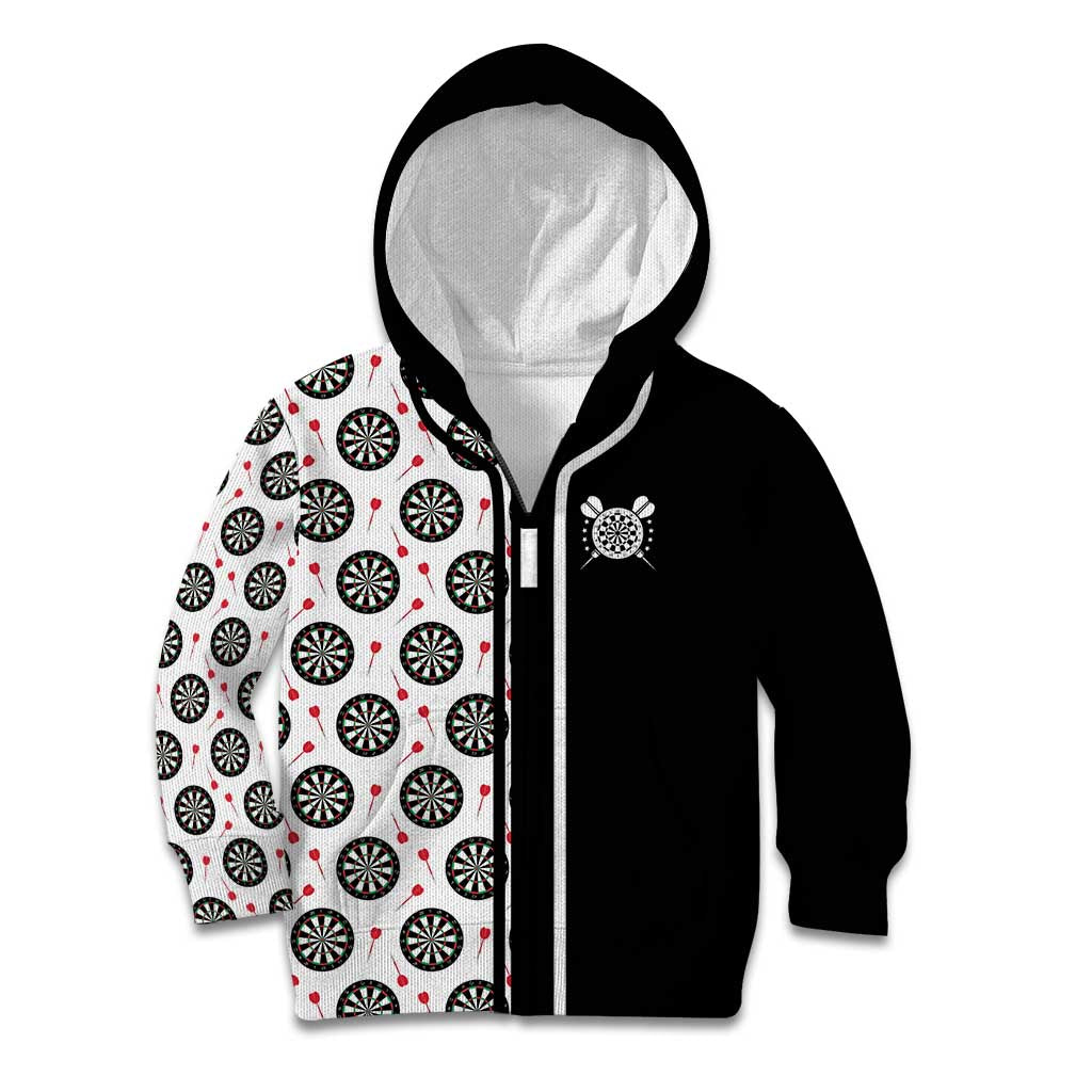 Personalized Black and White Dartboard Kid Hoodie Bullseye Target Design for Dart Players - Wonder Print Shop