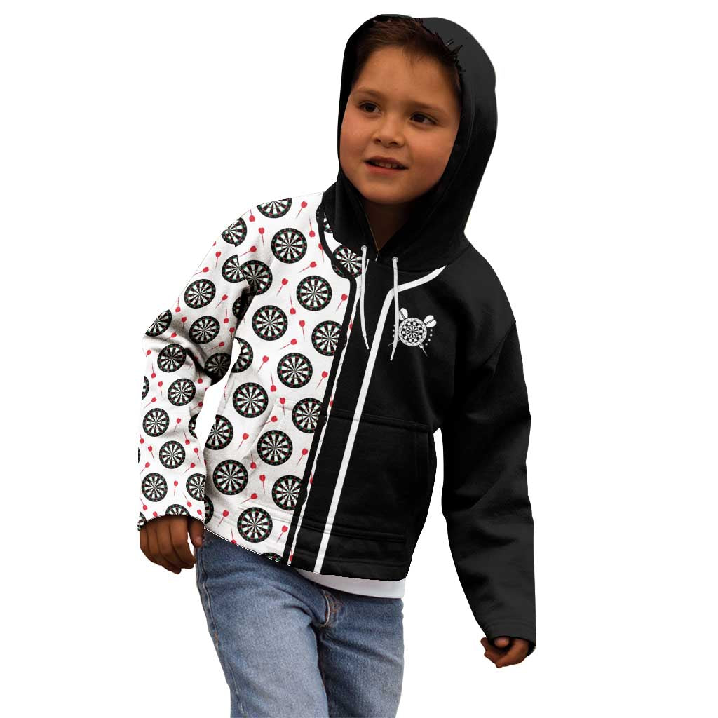 Personalized Black and White Dartboard Kid Hoodie Bullseye Target Design for Dart Players - Wonder Print Shop