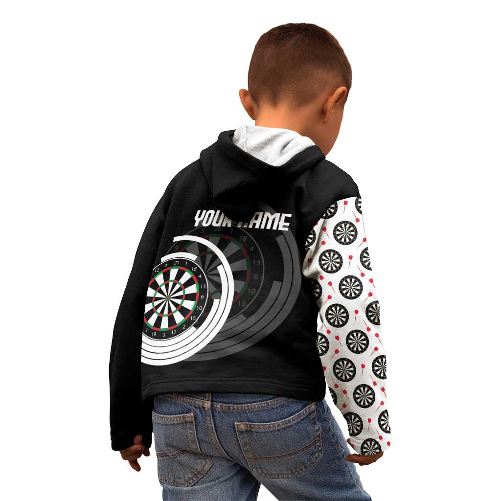 Personalized Black and White Dartboard Kid Hoodie Bullseye Target Design for Dart Players - Wonder Print Shop