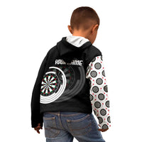 Personalized Black and White Dartboard Kid Hoodie Bullseye Target Design for Dart Players - Wonder Print Shop