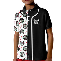 Personalized Black and White Dartboard Kid Polo Shirt Bullseye Target Design for Dart Players - Wonder Print Shop