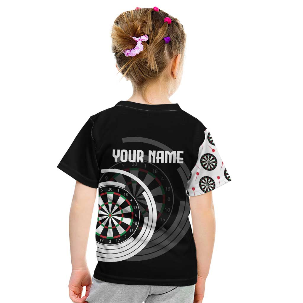 Personalized Black and White Dartboard Kid T Shirt Bullseye Target Design for Dart Players - Wonder Print Shop