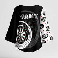 Personalized Black and White Dartboard Kimono Sleeve Blouse Bullseye Target Design for Dart Players - Wonder Print Shop