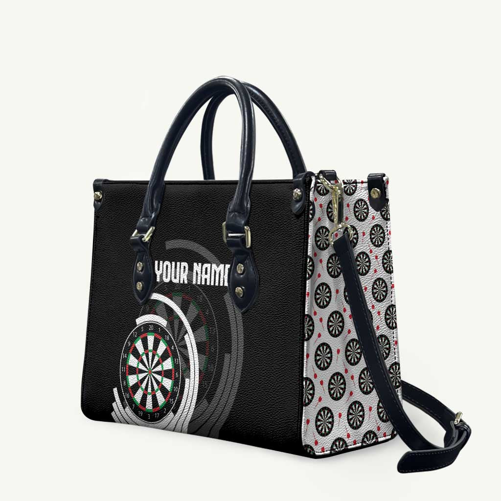 Personalized Black and White Dartboard Leather Bag Bullseye Target Design for Dart Players - Wonder Print Shop