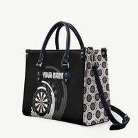 Personalized Black and White Dartboard Leather Bag Bullseye Target Design for Dart Players - Wonder Print Shop
