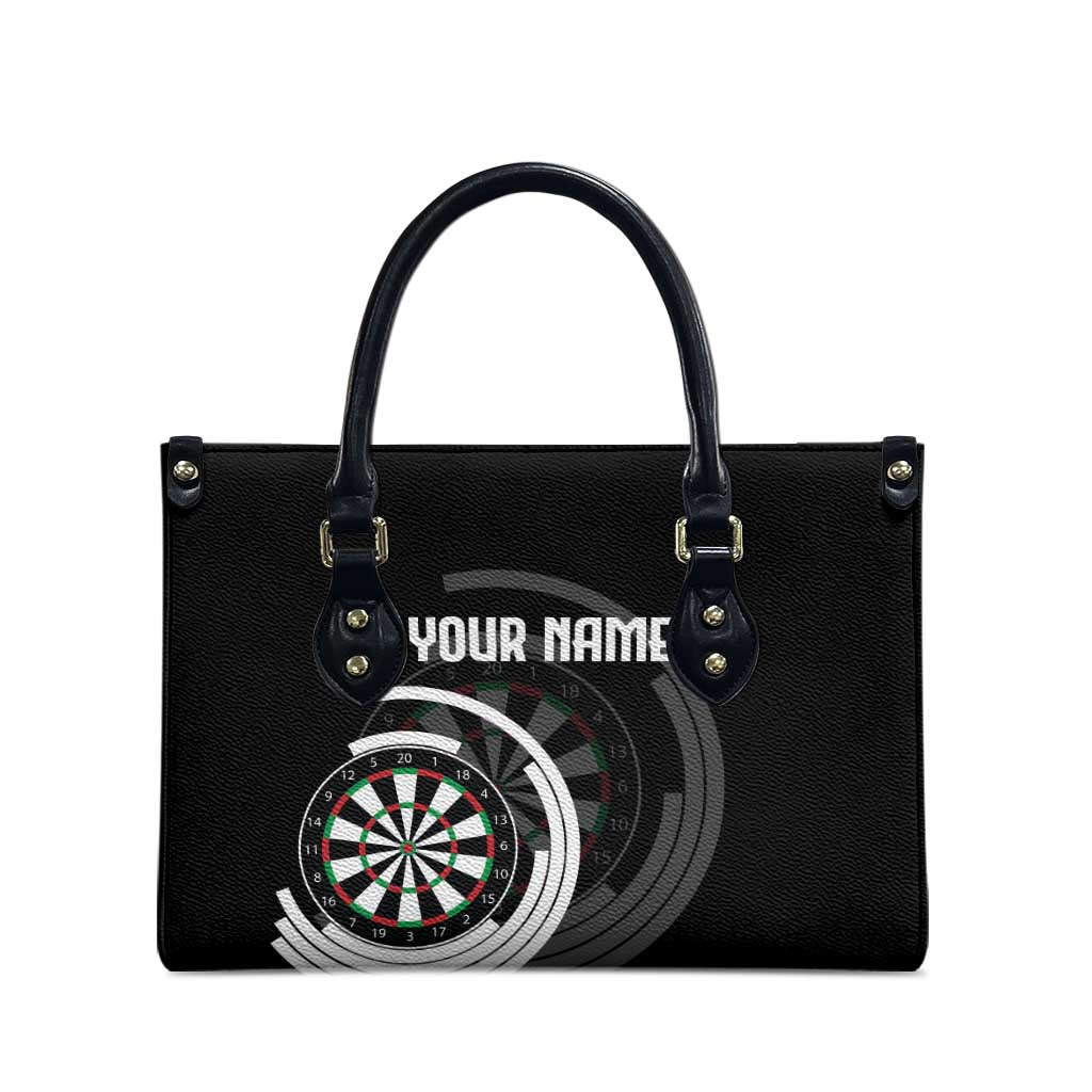 Personalized Black and White Dartboard Leather Bag Bullseye Target Design for Dart Players - Wonder Print Shop