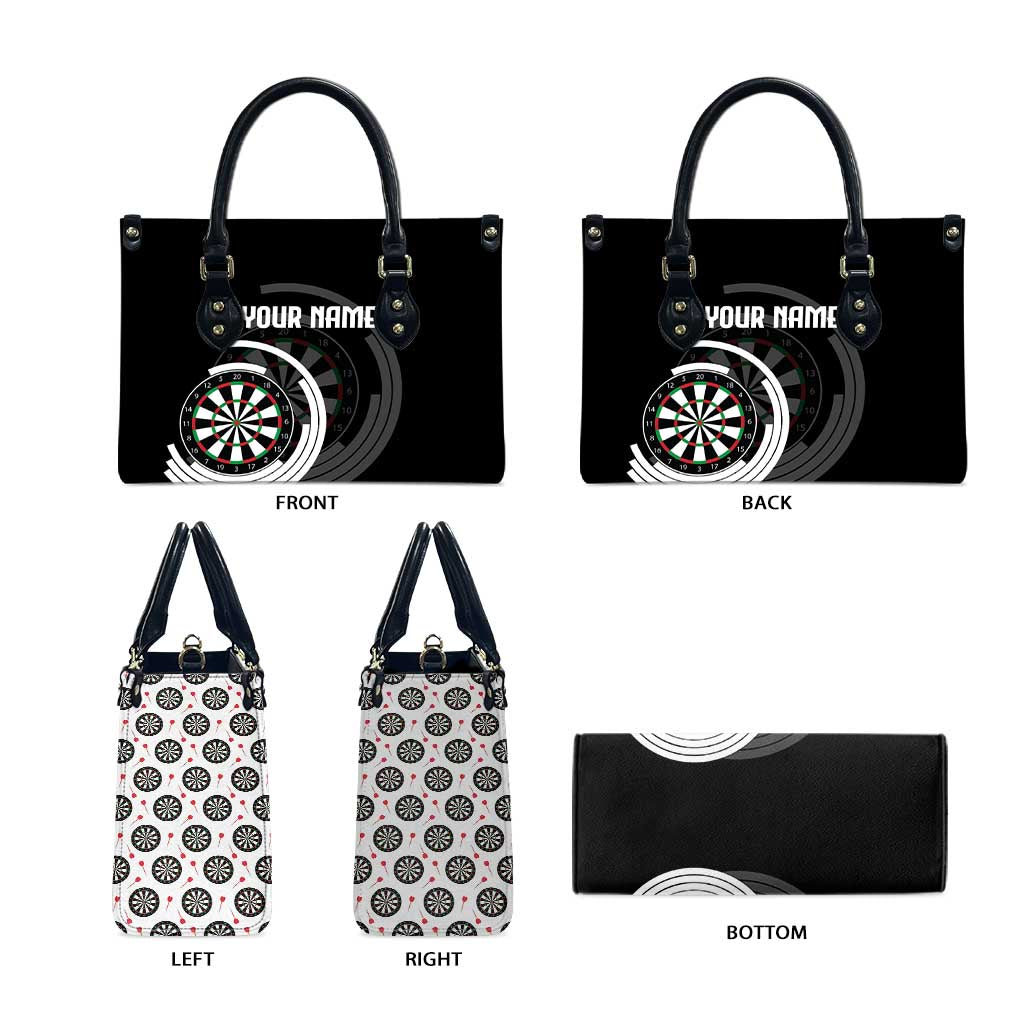 Personalized Black and White Dartboard Leather Bag Bullseye Target Design for Dart Players - Wonder Print Shop