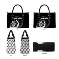 Personalized Black and White Dartboard Leather Bag Bullseye Target Design for Dart Players - Wonder Print Shop