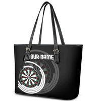 Personalized Black and White Dartboard Leather Tote Bag Bullseye Target Design for Dart Players - Wonder Print Shop