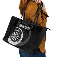Personalized Black and White Dartboard Leather Tote Bag Bullseye Target Design for Dart Players - Wonder Print Shop