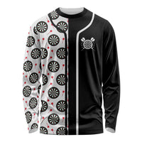 Personalized Black and White Dartboard Long Sleeve Shirt Bullseye Target Design for Dart Players - Wonder Print Shop