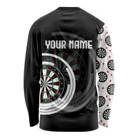 Personalized Black and White Dartboard Long Sleeve Shirt Bullseye Target Design for Dart Players - Wonder Print Shop