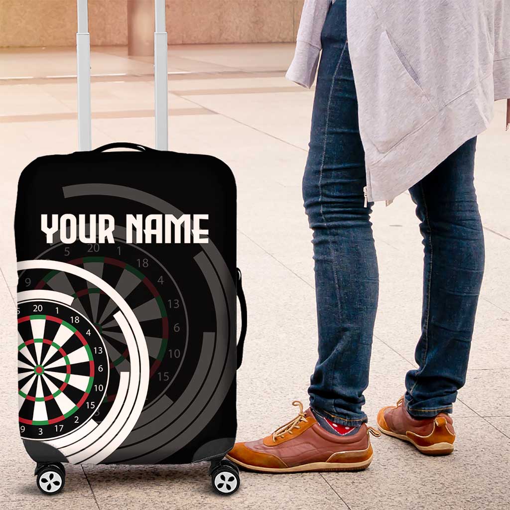 Personalized Black and White Dartboard Luggage Cover Bullseye Target Design for Dart Players - Wonder Print Shop