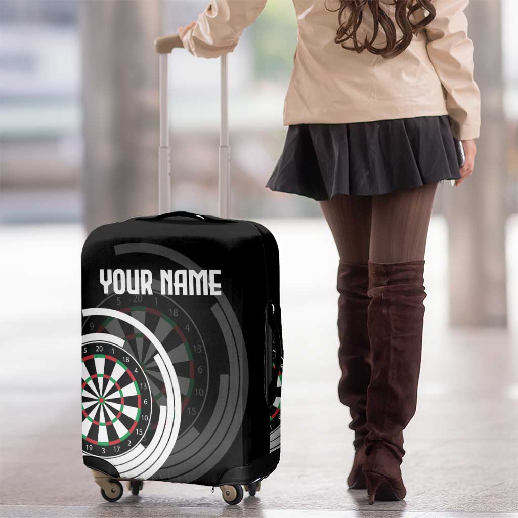 Personalized Black and White Dartboard Luggage Cover Bullseye Target Design for Dart Players - Wonder Print Shop