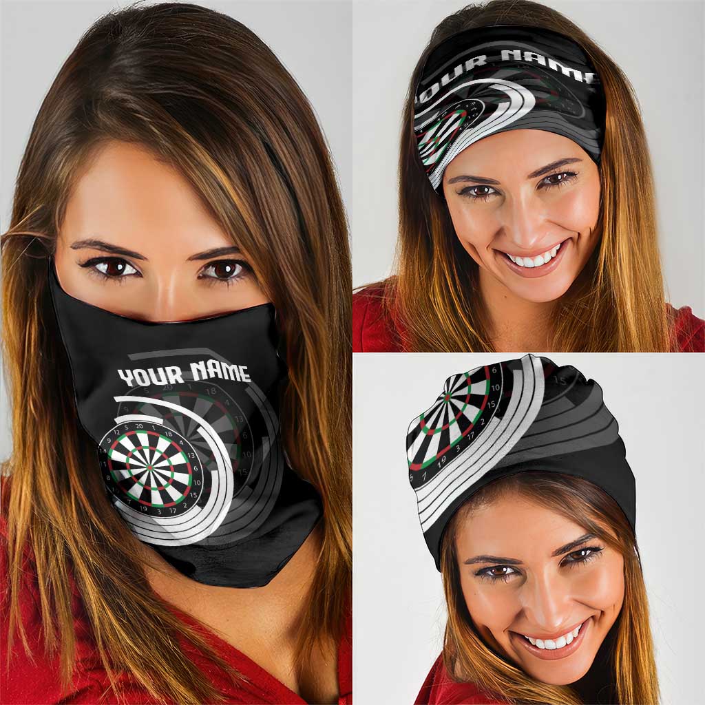 Personalized Black and White Dartboard Neck Gaiter Bullseye Target Design for Dart Players - Wonder Print Shop