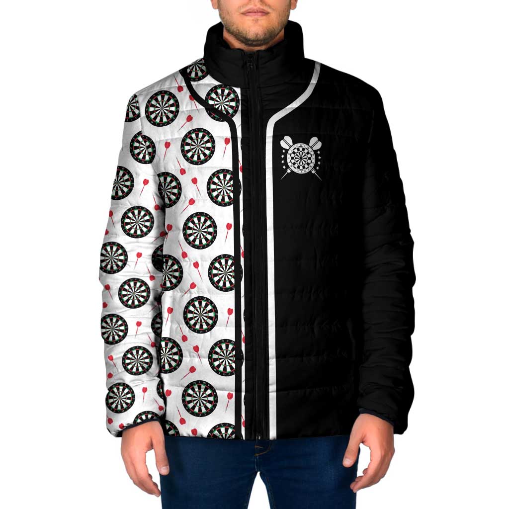Personalized Black and White Dartboard Padded Jacket Bullseye Target Design for Dart Players - Wonder Print Shop