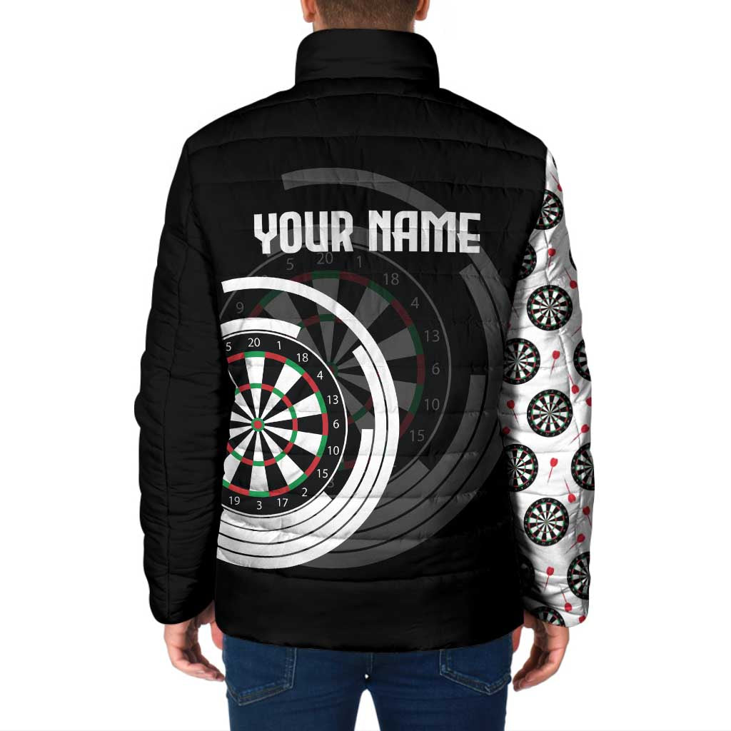 Personalized Black and White Dartboard Padded Jacket Bullseye Target Design for Dart Players - Wonder Print Shop