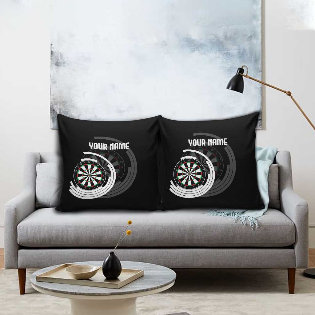 Personalized Black and White Dartboard Pillow Cover Bullseye Target Design for Dart Players - Wonder Print Shop