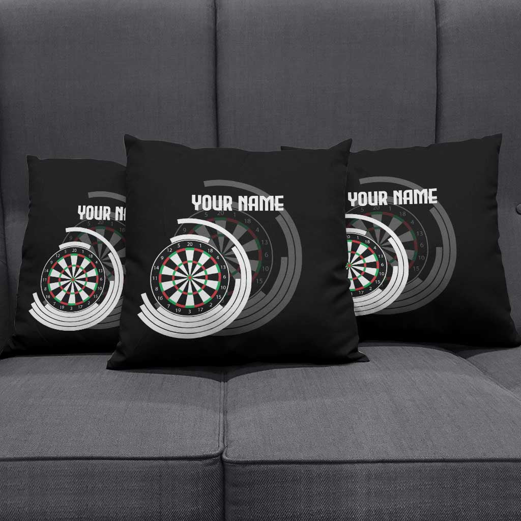 Personalized Black and White Dartboard Pillow Cover Bullseye Target Design for Dart Players - Wonder Print Shop