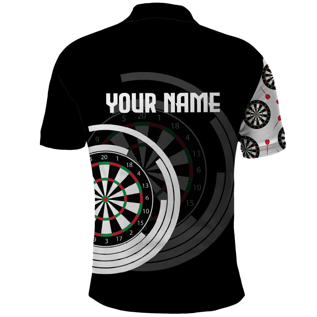 Personalized Black and White Dartboard Polo Shirt Bullseye Target Design for Dart Players - Wonder Print Shop