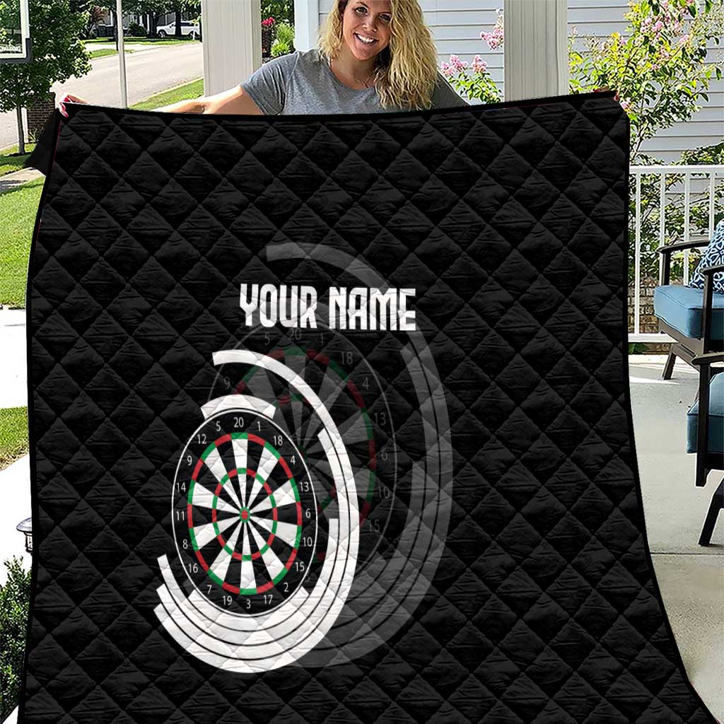 Personalized Black and White Dartboard Quilt Bullseye Target Design for Dart Players - Wonder Print Shop