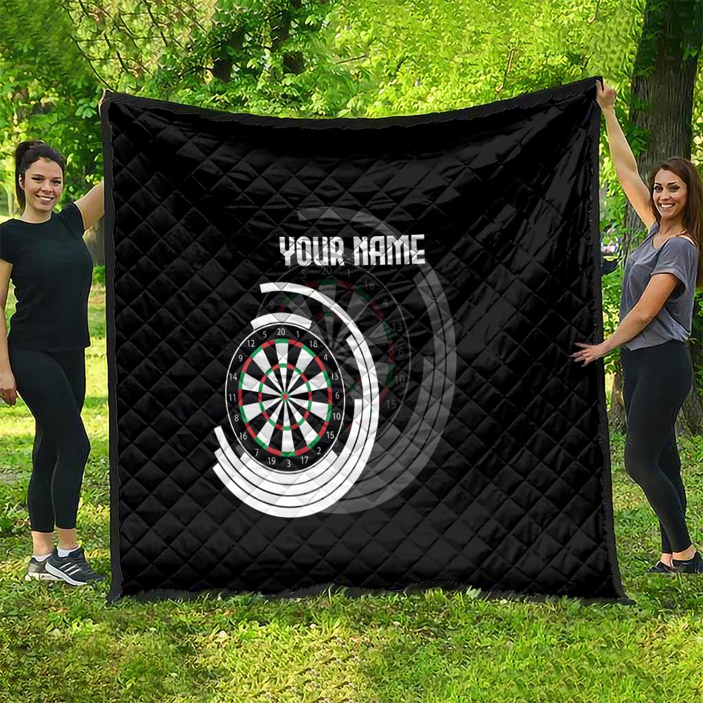 Personalized Black and White Dartboard Quilt Bullseye Target Design for Dart Players - Wonder Print Shop