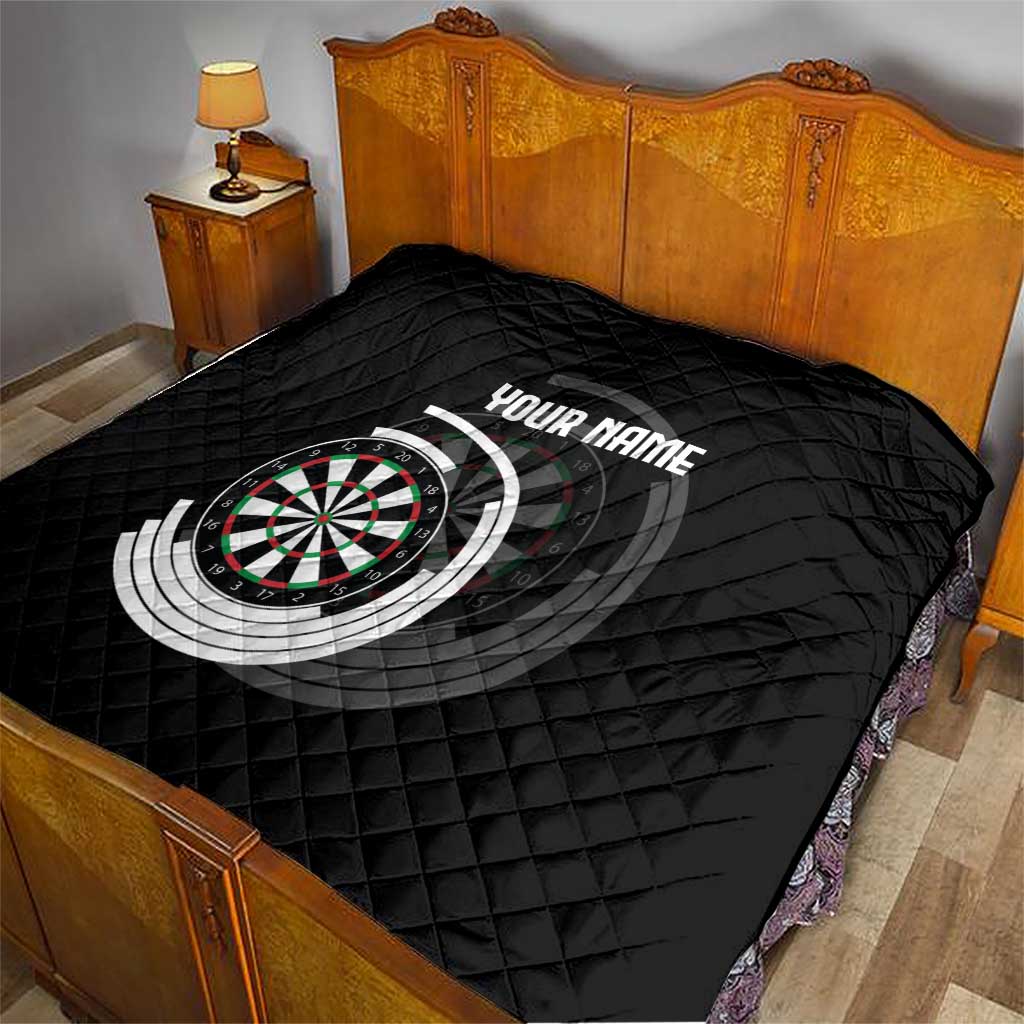 Personalized Black and White Dartboard Quilt Bullseye Target Design for Dart Players - Wonder Print Shop