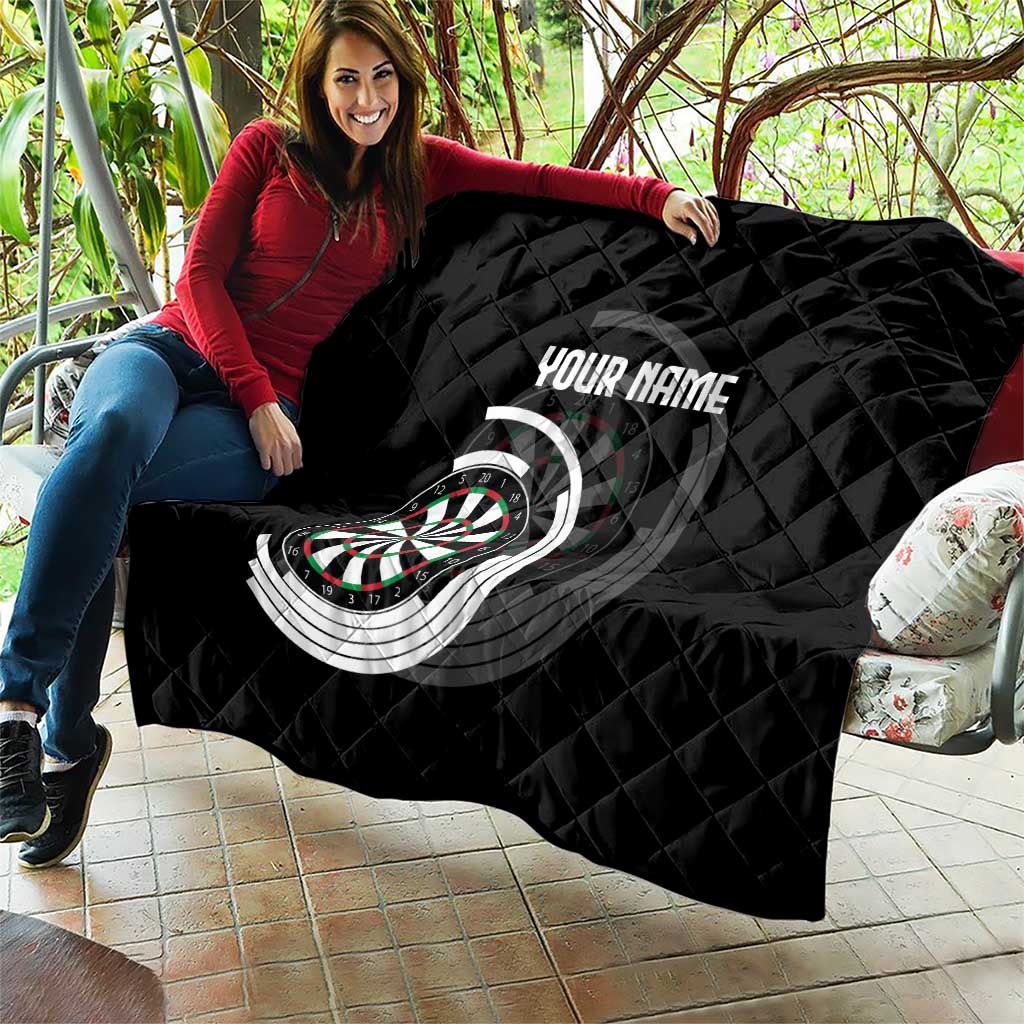 Personalized Black and White Dartboard Quilt Bullseye Target Design for Dart Players - Wonder Print Shop