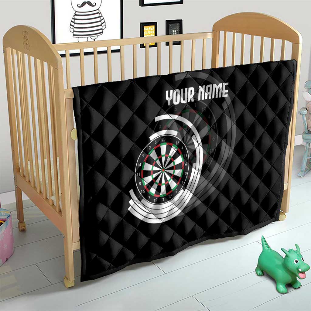 Personalized Black and White Dartboard Quilt Bullseye Target Design for Dart Players - Wonder Print Shop