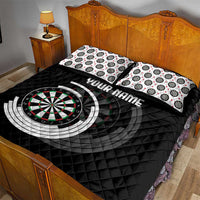 Personalized Black and White Dartboard Quilt Bed Set Bullseye Target Design for Dart Players - Wonder Print Shop