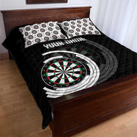 Personalized Black and White Dartboard Quilt Bed Set Bullseye Target Design for Dart Players - Wonder Print Shop