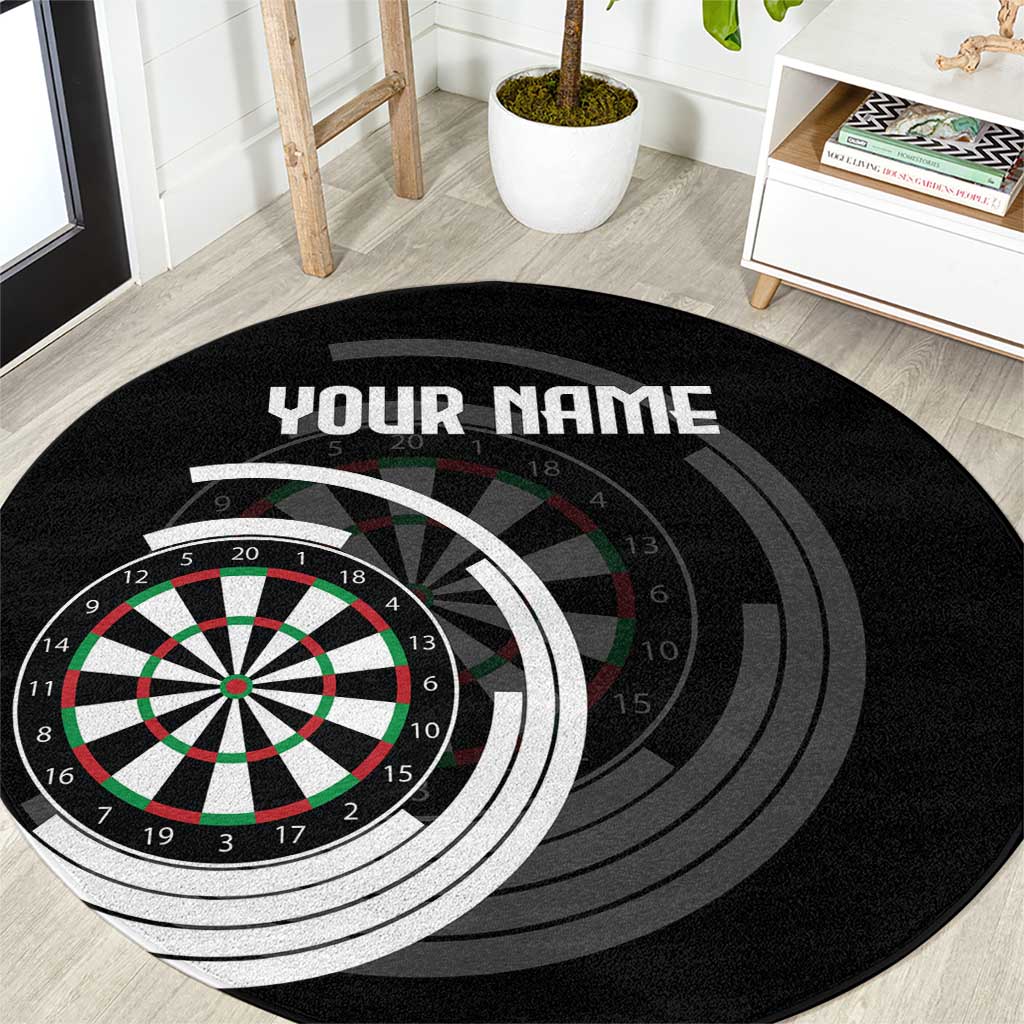 Personalized Black and White Dartboard Round Carpet Bullseye Target Design for Dart Players - Wonder Print Shop