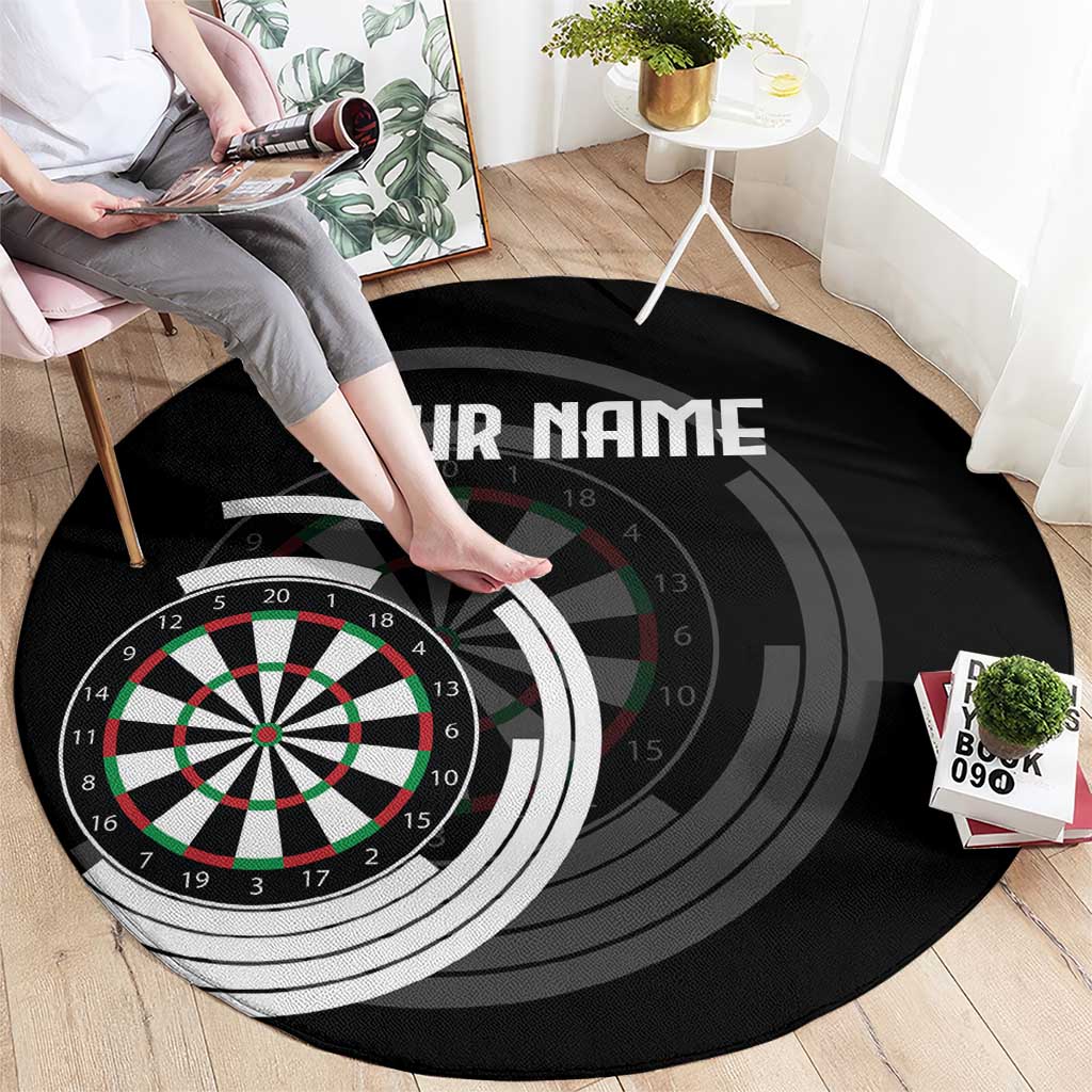 Personalized Black and White Dartboard Round Carpet Bullseye Target Design for Dart Players - Wonder Print Shop