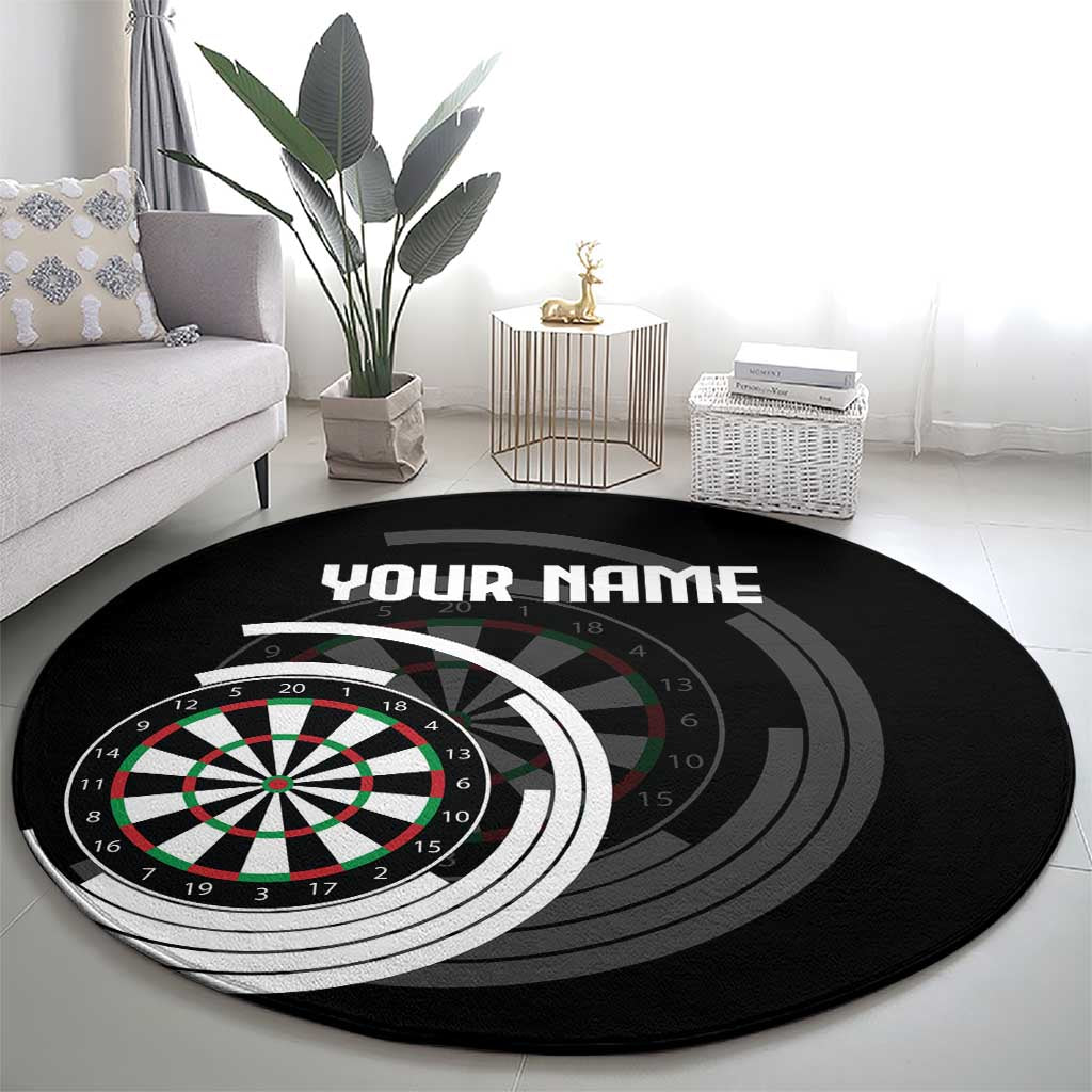 Personalized Black and White Dartboard Round Carpet Bullseye Target Design for Dart Players - Wonder Print Shop