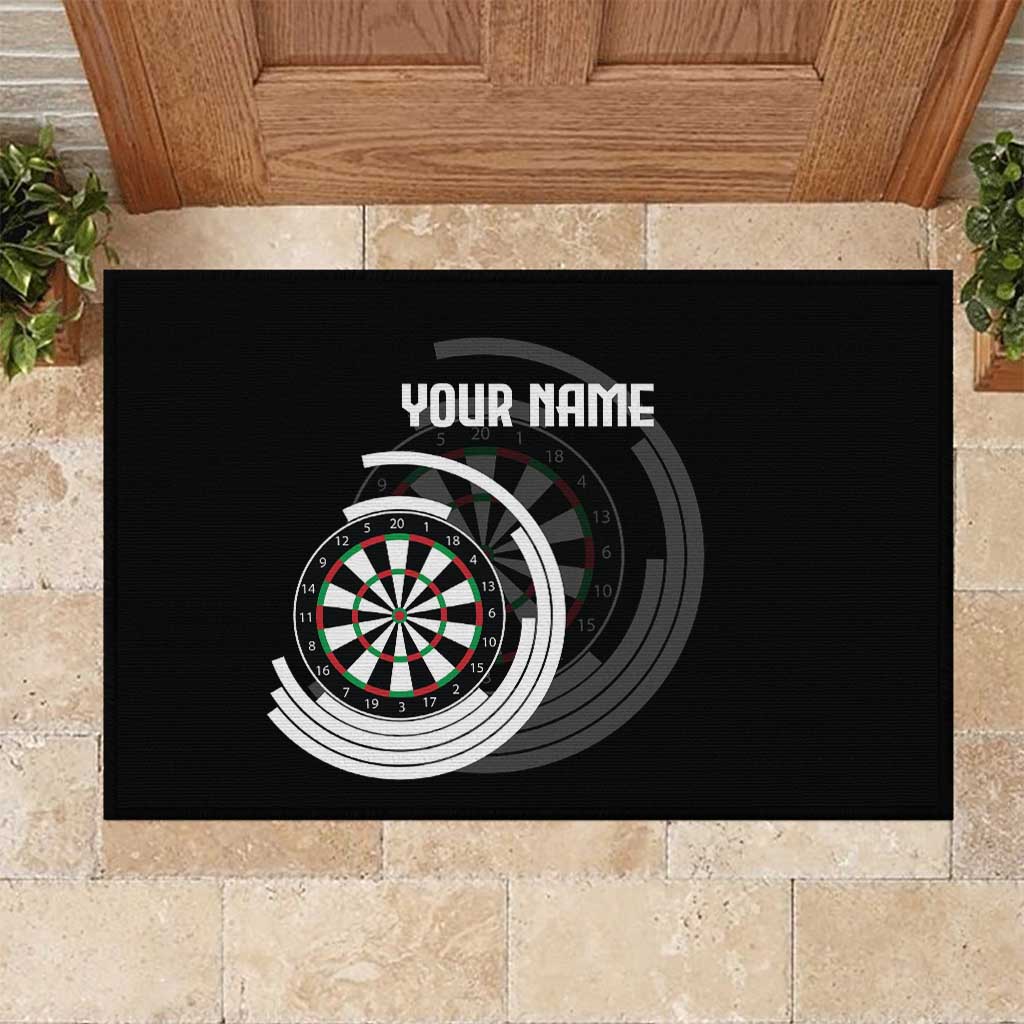 Personalized Black and White Dartboard Rubber Doormat Bullseye Target Design for Dart Players - Wonder Print Shop
