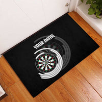 Personalized Black and White Dartboard Rubber Doormat Bullseye Target Design for Dart Players - Wonder Print Shop